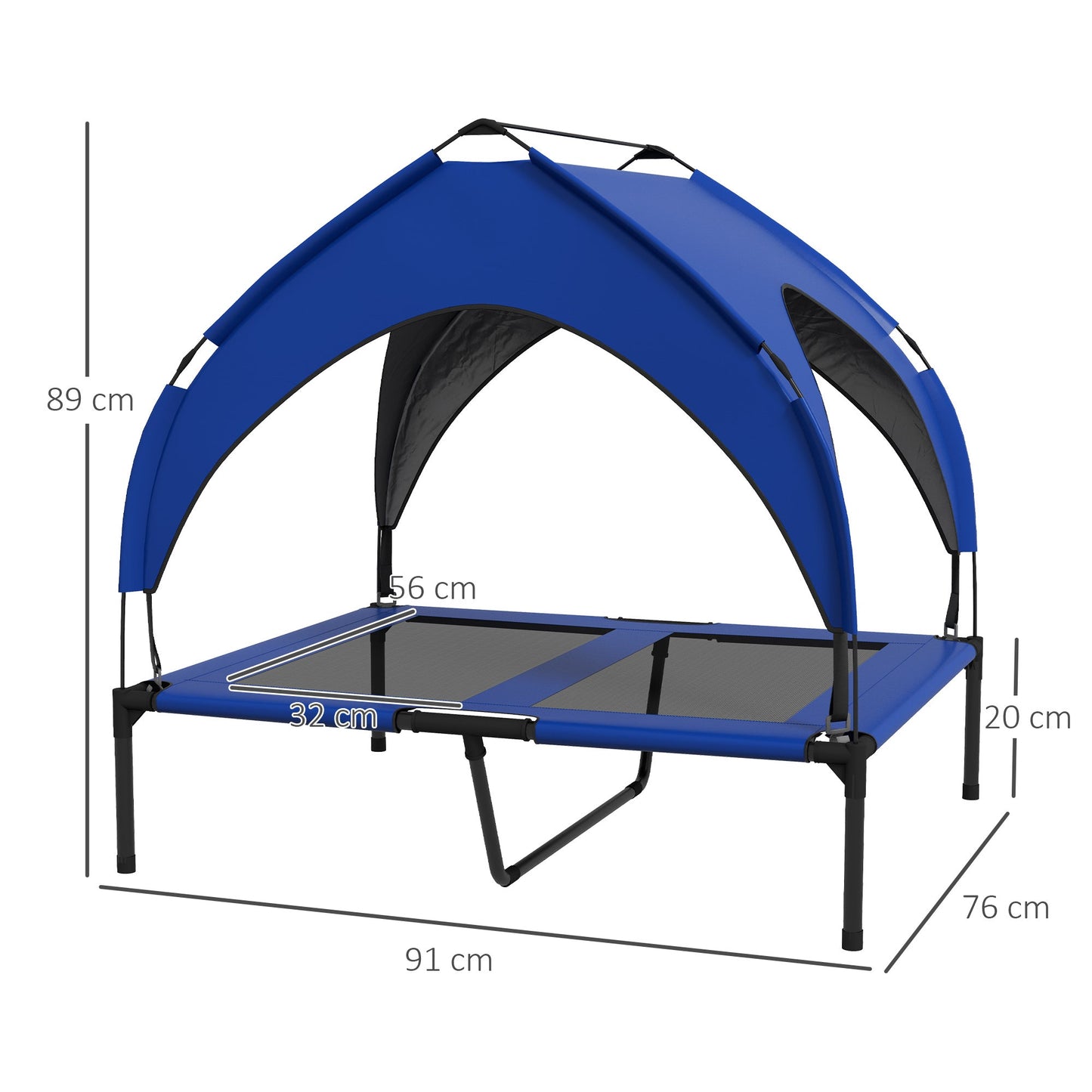 Cooling Raised Pet Bed w/ Washable Breathable Mesh, for Medium, Large Dogs, 91 x 76 x 89cm - Dark Blue-2