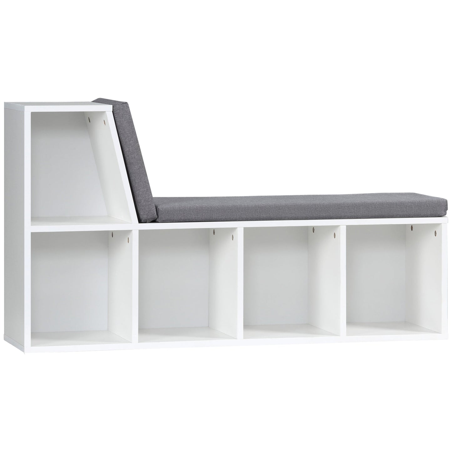 Bookcase Storage Shelf with Cushioned Reading Seat, Bookshelf Storage Cabinet for Study Living Room, White-0