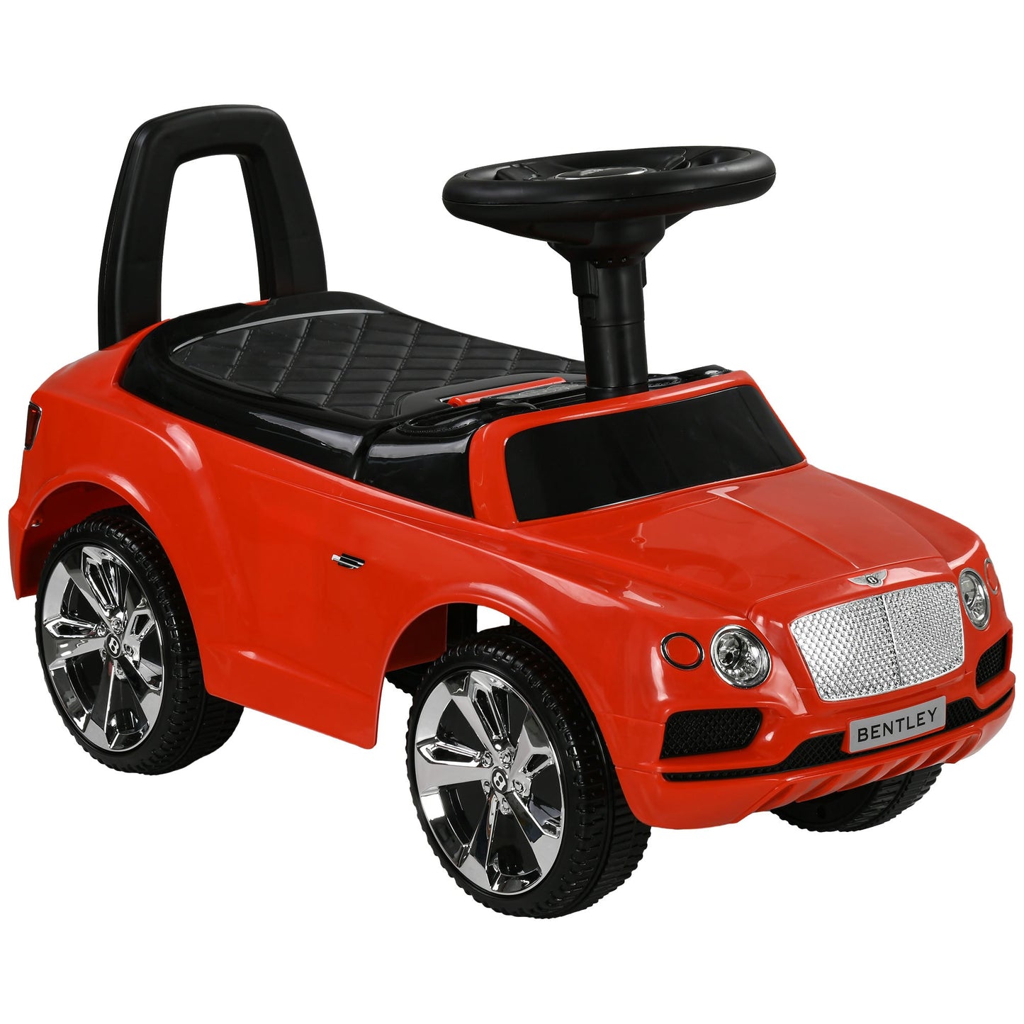 Bentley Bentayga Licensed Foot to Floor Ride on Car, Sliding Car Push Along Car w/ Under Seat Storage - Red-0