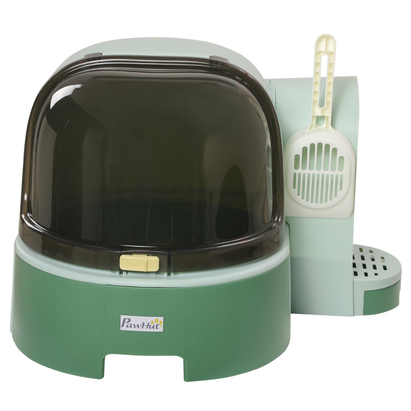 PP Cat Litter Box with Drawer Pans Scoop Openable Cover Green-0