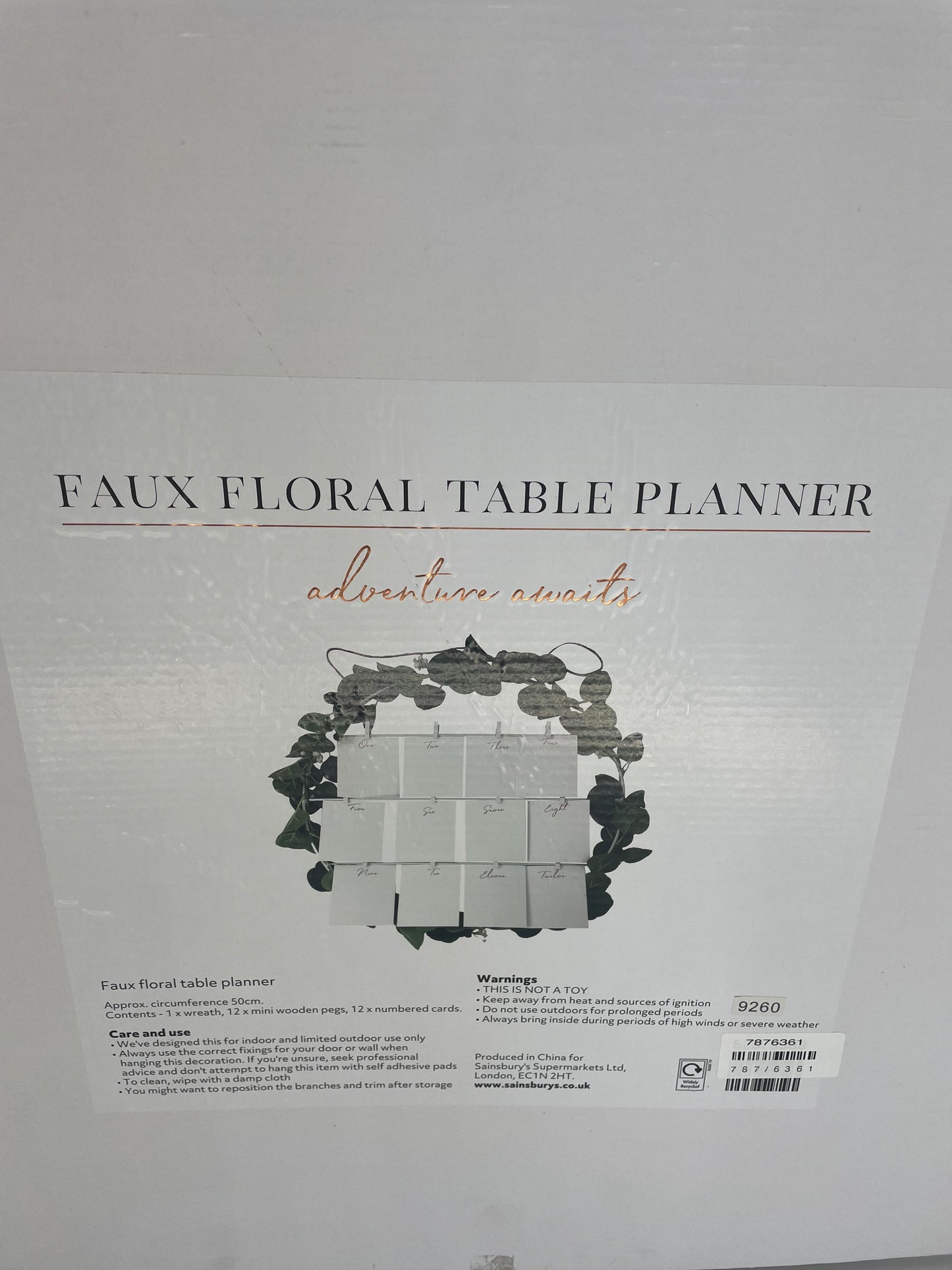 Faux Floral Table Planner