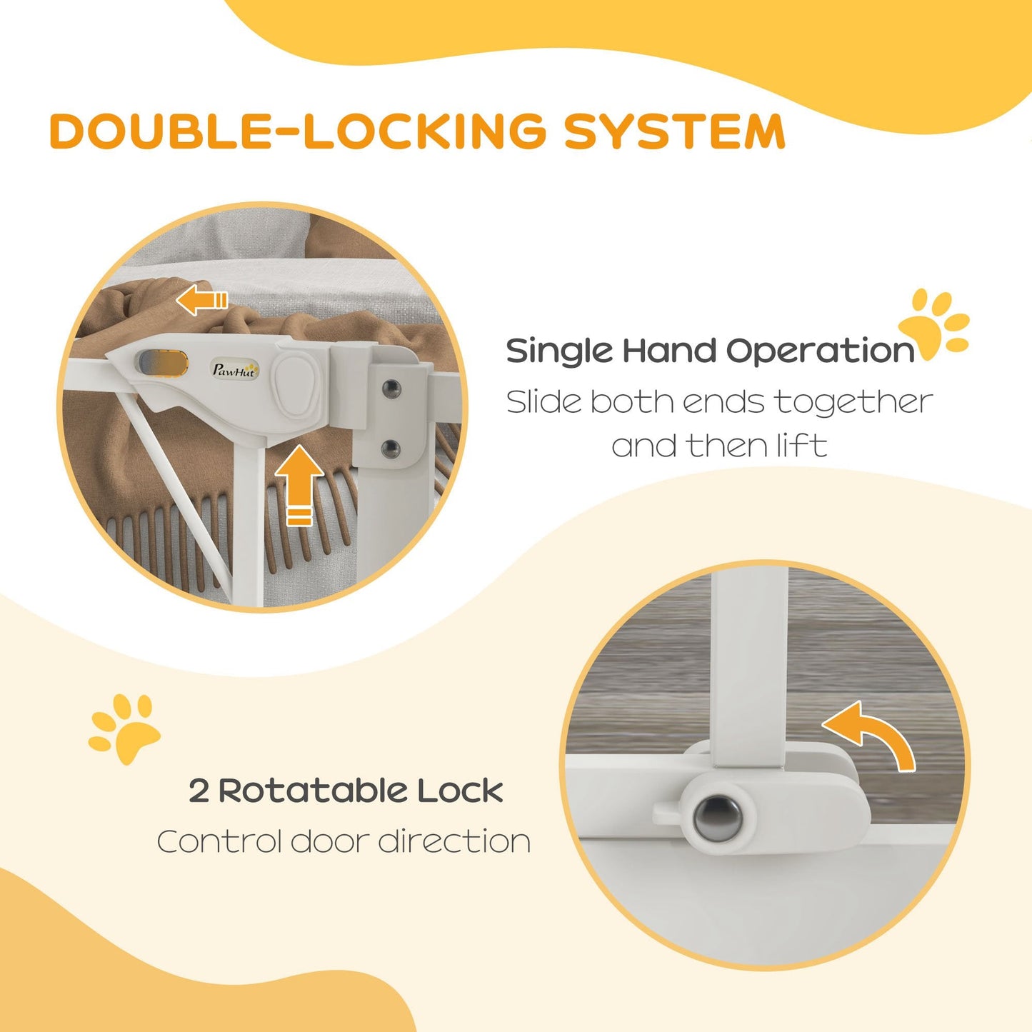 Pressure Fit Stair Gate, Dog Gate, with Auto Closing Door, Double Locking, Easy Installation, Openings 74-80cm - White-4