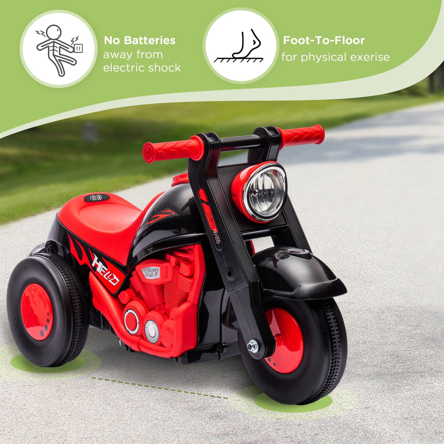 Foot To Floor Sliding Kids Ride On Car with Music, Bubble, for Toddler from 2 to 5 Years Old - Black-4