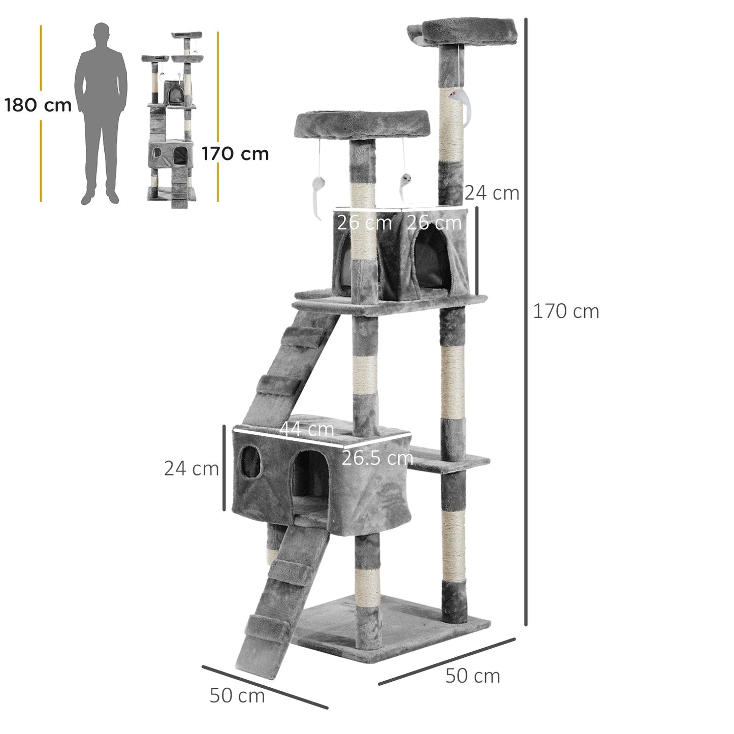 Cat Tree for Indoor Cats Kitten Kitty Scratching Scratcher Post Climbing Tower Activity Centre House Grey-2