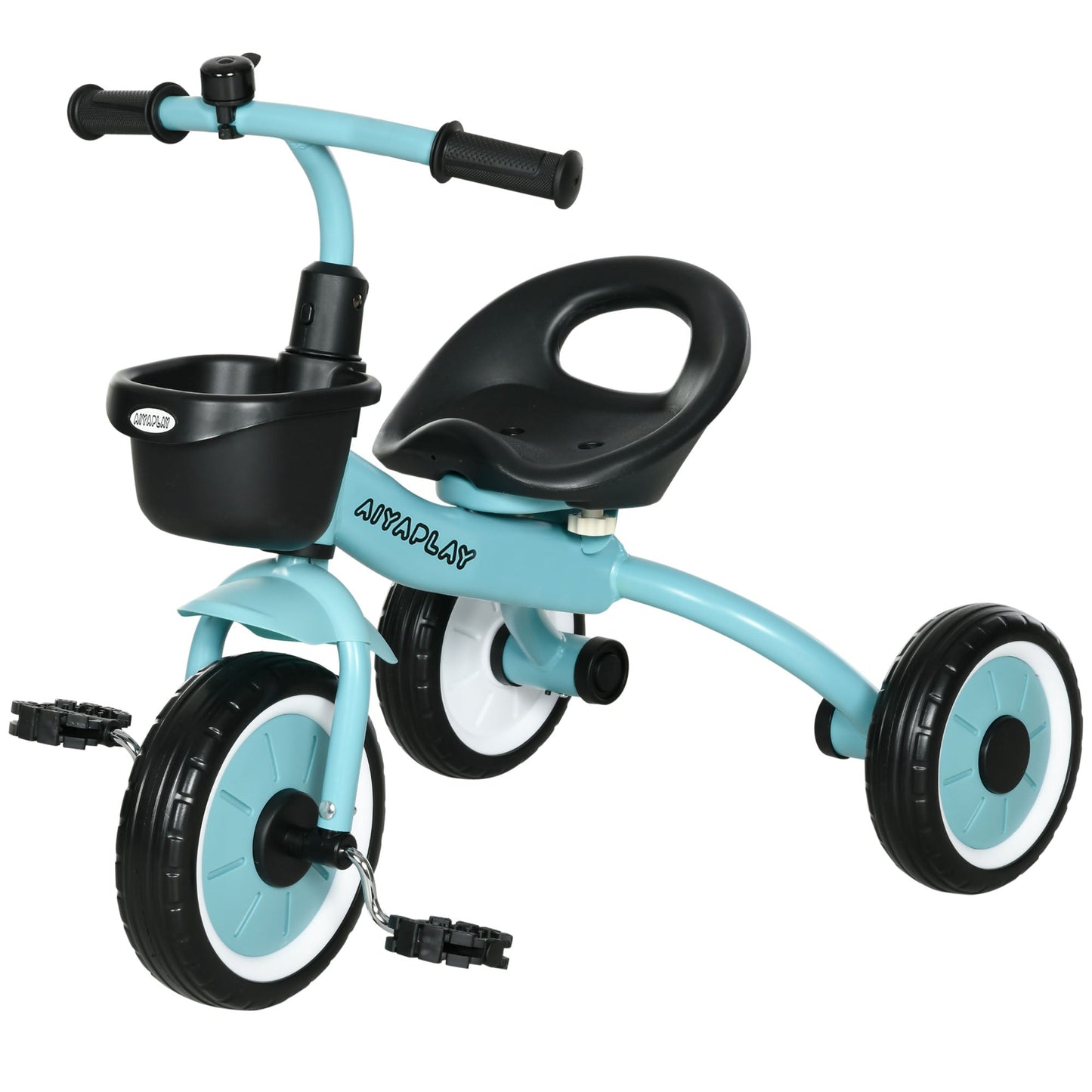 Kids Trike, Tricycle, with Adjustable Seat, Basket, Bell, for Ages 2-5 Years - Blue-0