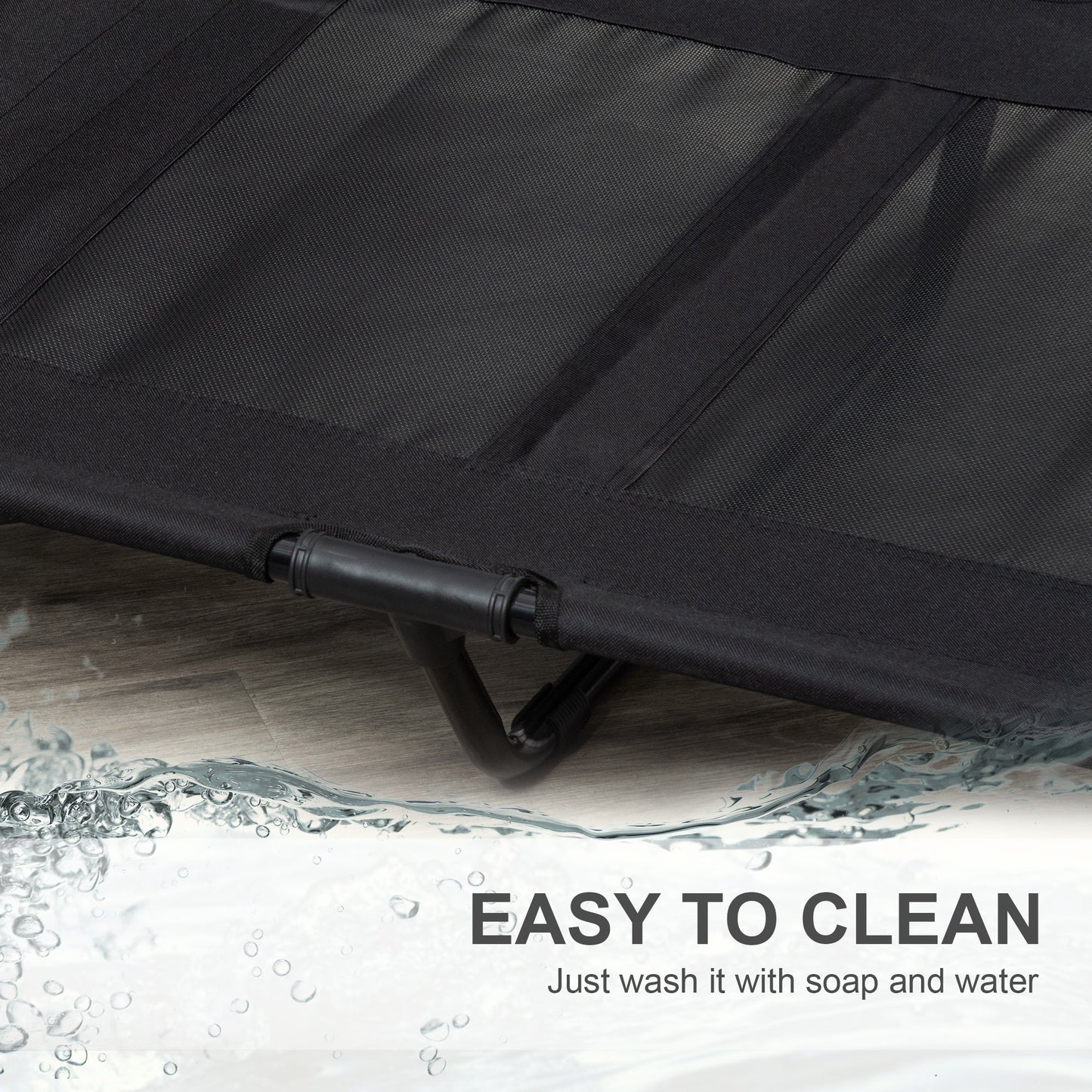 Large Elevated Dog Bed Cat Elevated Lifted Cooling Portable Camping Basket Outdoor Indoor Mesh Pet Cot Metal Frame, Black-4