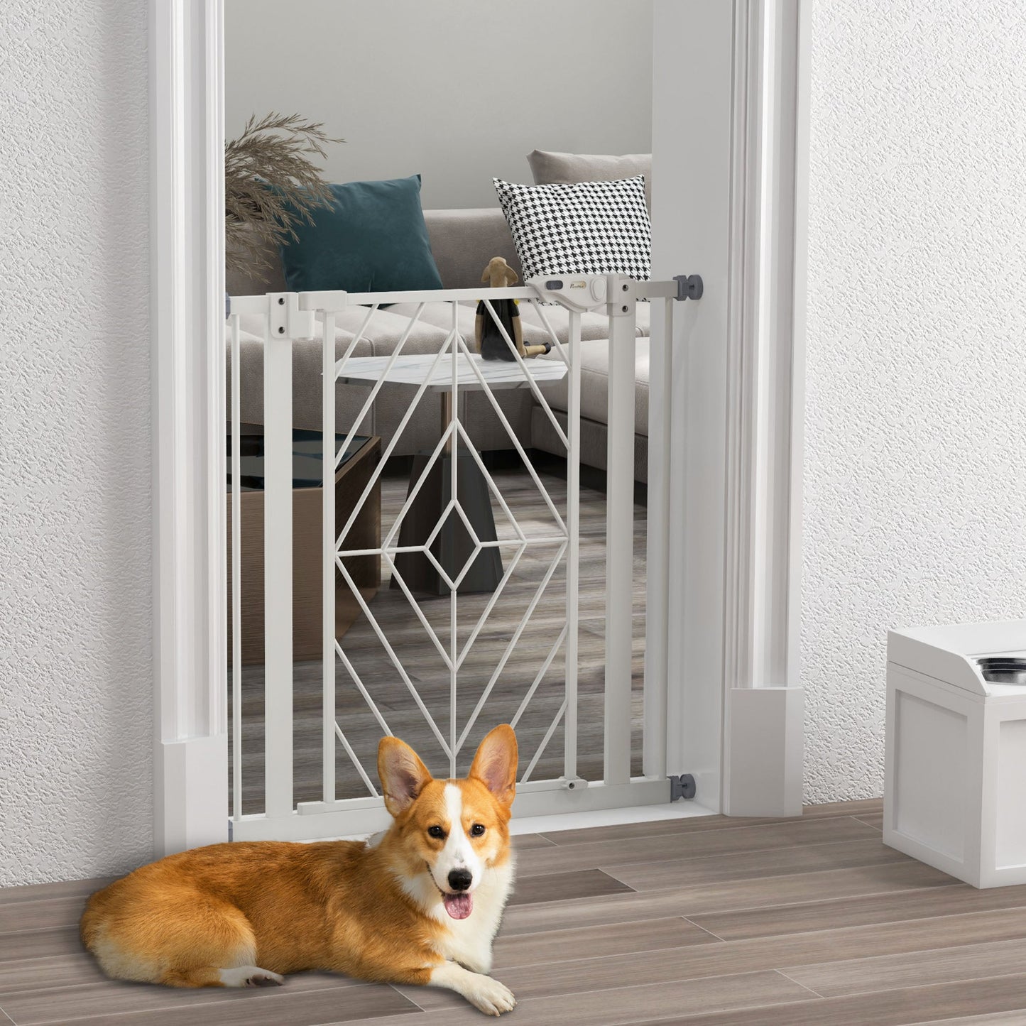 Pressure Fit Stair Gate, Dog Gate, with Auto Closing Door, Double Locking, Easy Installation, Openings 74-80cm - White-1
