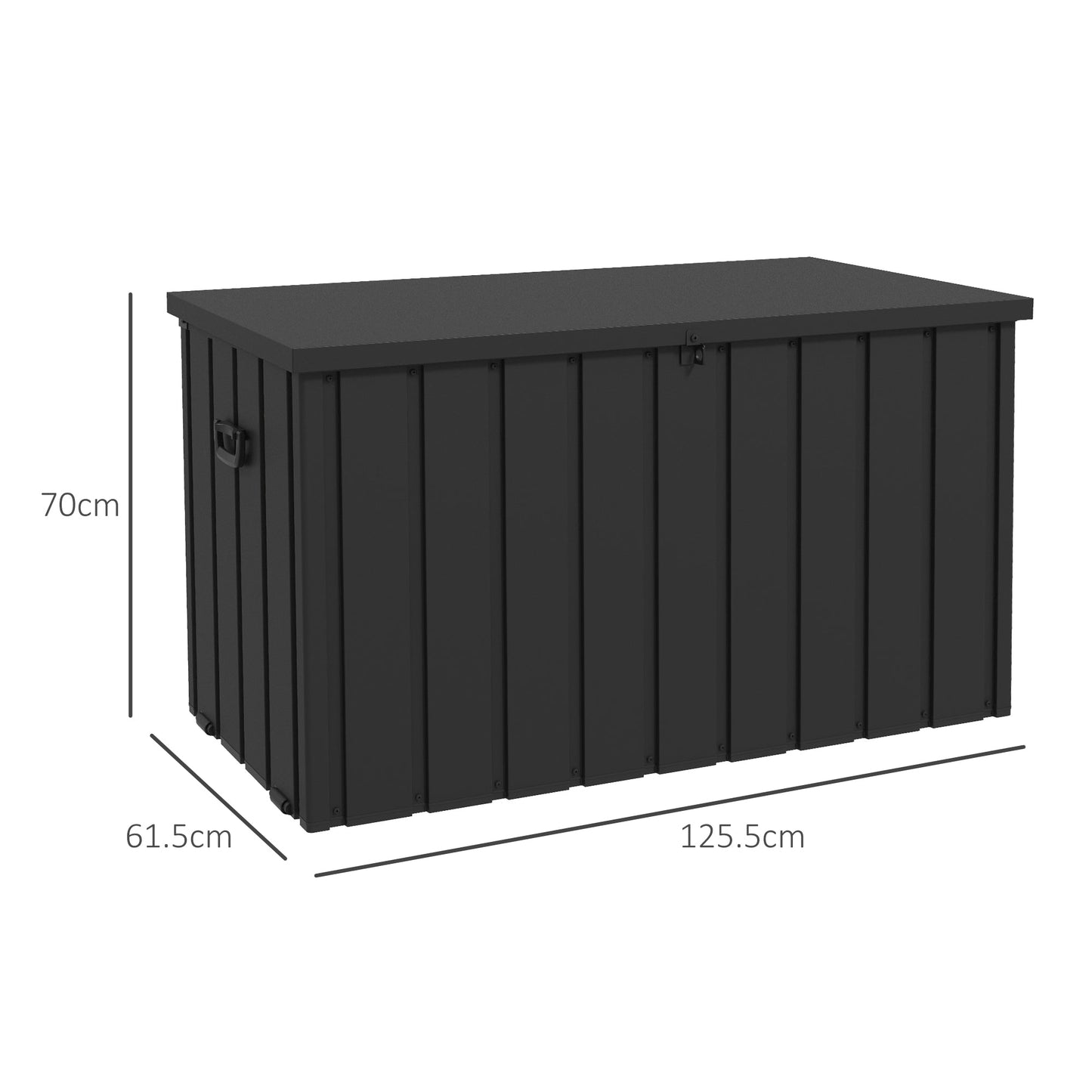 450L Galvanised Steel Garden Storage Box, with Wheels - Dark Grey-2