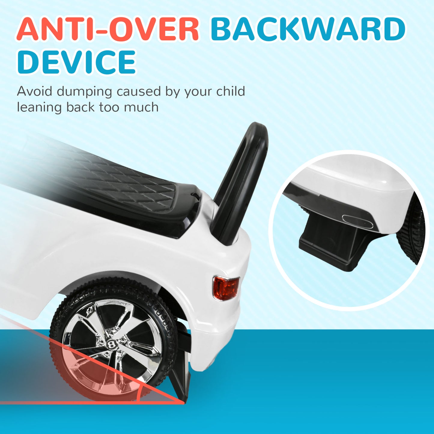 Bentley Bentayga Licensed Foot to Floor Ride on Car, Sliding Car Push Along Car with Under Seat Storage in White by AIYAPLAY-5