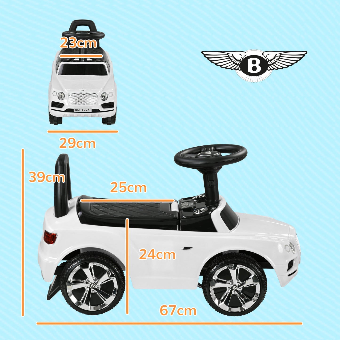 Bentley Bentayga Licensed Foot to Floor Ride on Car, Sliding Car Push Along Car with Under Seat Storage in White by AIYAPLAY-1