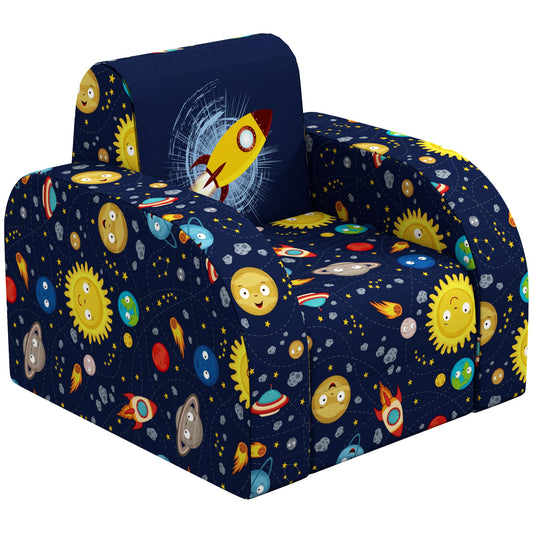 Foldable Toddler Chair Soft Snuggle Sponge Filled for Bedroom Playroom, Aged 18 Months to 3 Years - Dark Blue-0